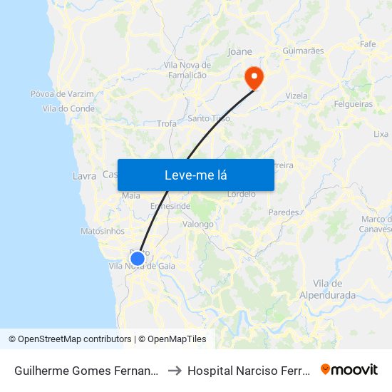 Guilherme Gomes Fernandes to Hospital Narciso Ferreira map