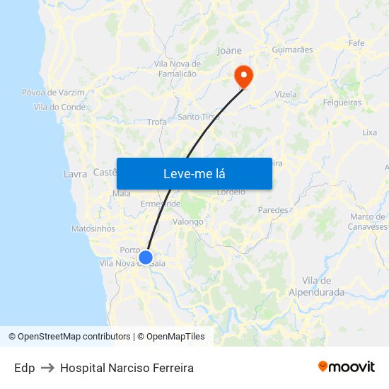 Edp to Hospital Narciso Ferreira map