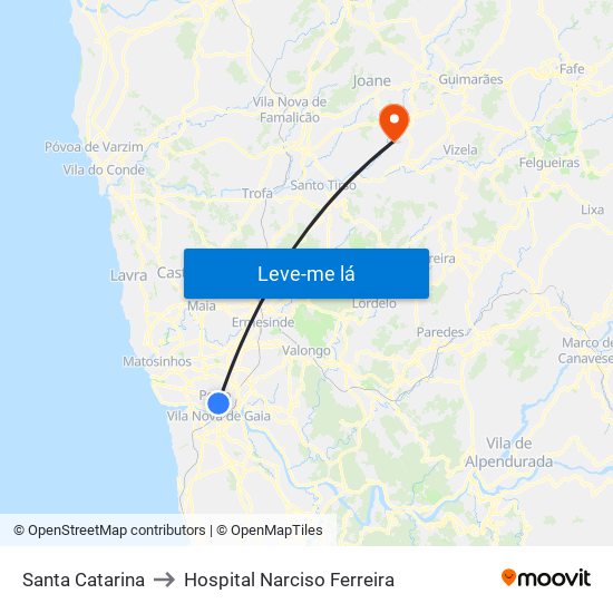 Santa Catarina to Hospital Narciso Ferreira map