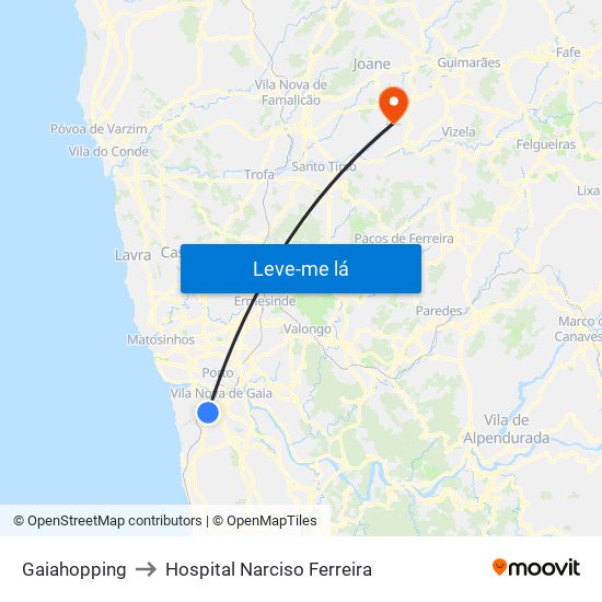 Gaiahopping to Hospital Narciso Ferreira map