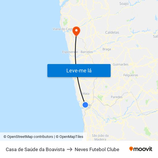 Casa de Saúde da Boavista to Neves Futebol Clube map