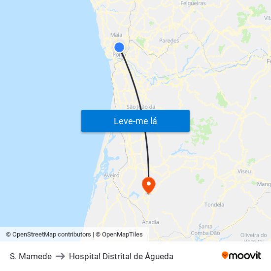 S. Mamede to Hospital Distrital de Águeda map