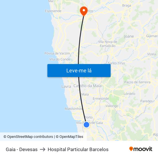 Gaia - Devesas to Hospital Particular Barcelos map