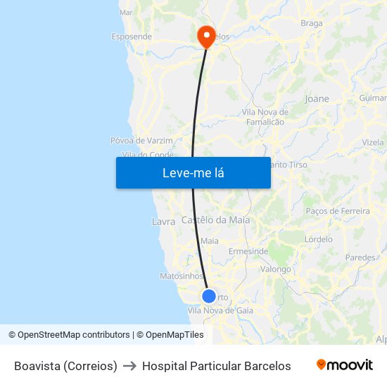 Boavista (Correios) to Hospital Particular Barcelos map