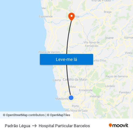 Padrão Légua to Hospital Particular Barcelos map