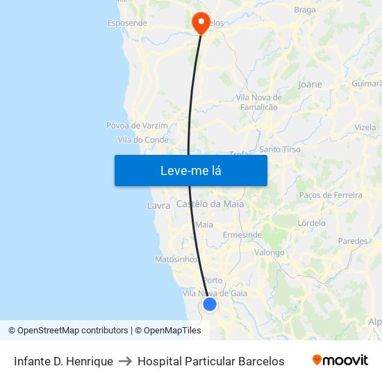 Infante D. Henrique to Hospital Particular Barcelos map