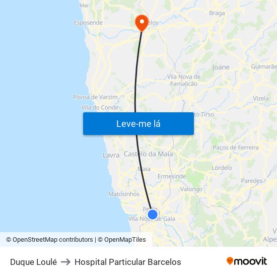 Duque Loulé to Hospital Particular Barcelos map