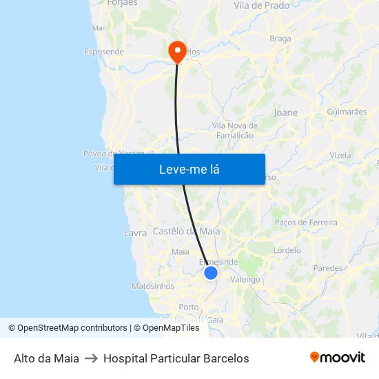 Alto da Maia to Hospital Particular Barcelos map