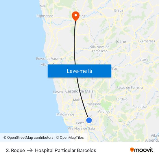 S. Roque to Hospital Particular Barcelos map