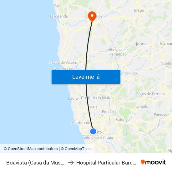 Boavista (Casa da Música) to Hospital Particular Barcelos map