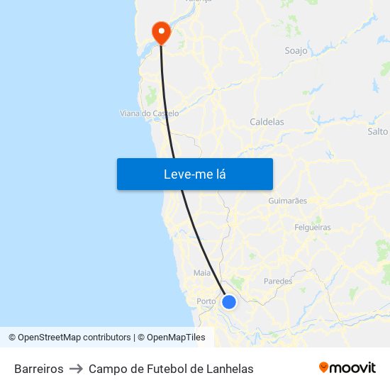 Barreiros to Campo de Futebol de Lanhelas map