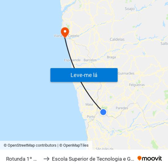 Rotunda 1º Maio to Escola Superior de Tecnologia e Gestão map