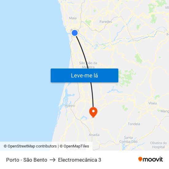 Porto - São Bento to Electromecânica 3 map