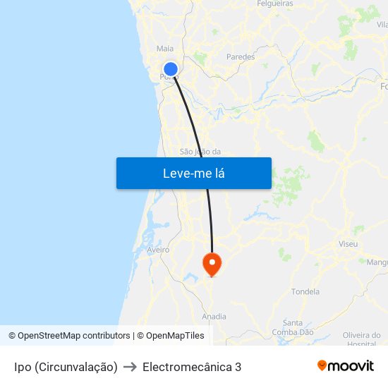 Ipo (Circunvalação) to Electromecânica 3 map