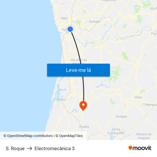 S. Roque to Electromecânica 3 map