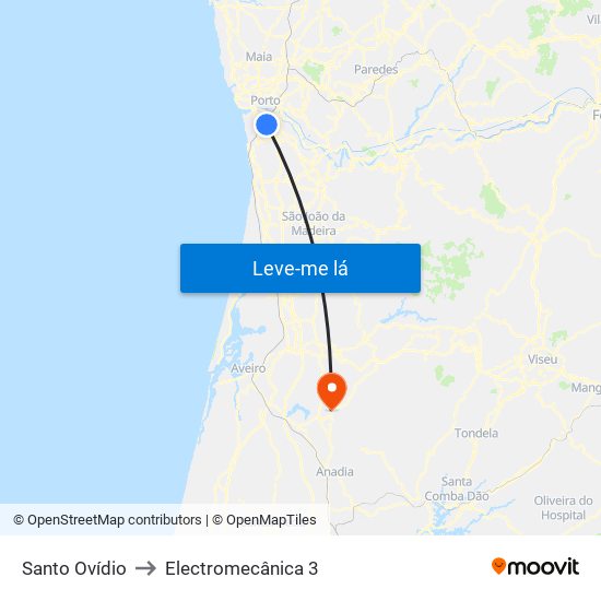 Santo Ovídio to Electromecânica 3 map