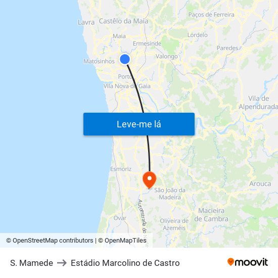 S. Mamede to Estádio Marcolino de Castro map