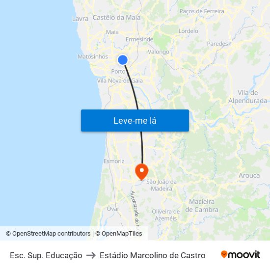 Esc. Sup. Educação to Estádio Marcolino de Castro map