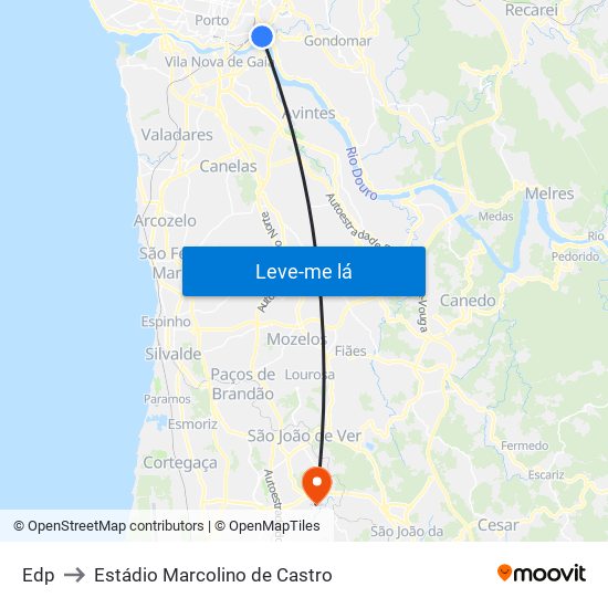 Edp to Estádio Marcolino de Castro map