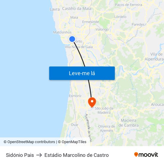 Sidónio Pais to Estádio Marcolino de Castro map