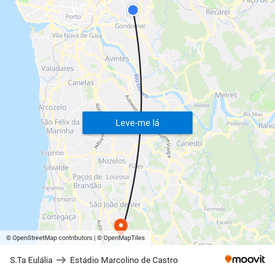 S.Ta Eulália to Estádio Marcolino de Castro map