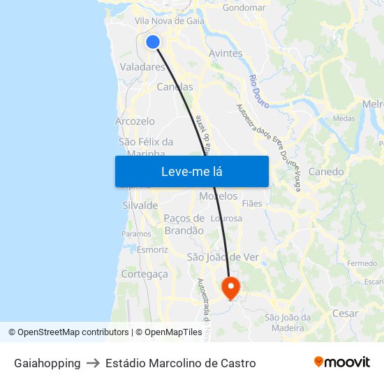 Gaiahopping to Estádio Marcolino de Castro map