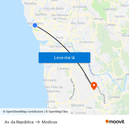 Av. da República to Modicus map