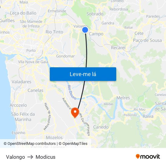 Valongo to Modicus map