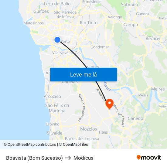 Boavista (Bom Sucesso) to Modicus map