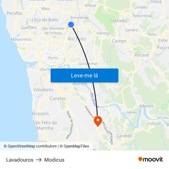 Lavadouros to Modicus map