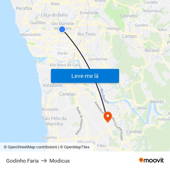 Godinho Faria to Modicus map