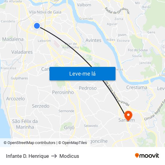 Infante D. Henrique to Modicus map