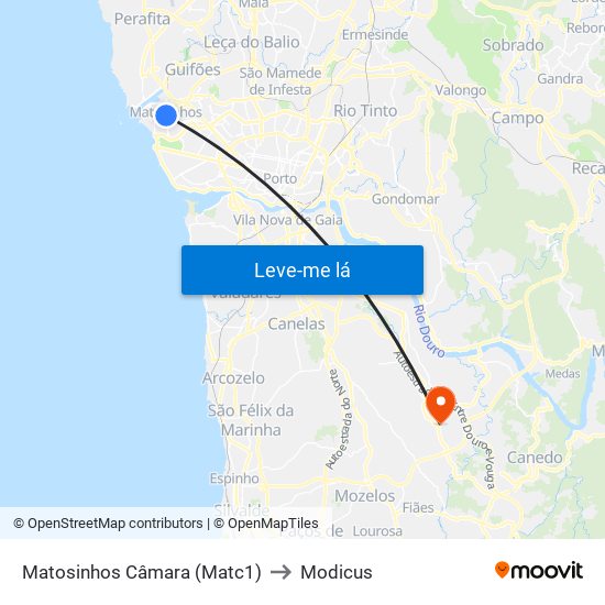 Matosinhos Câmara (Matc1) to Modicus map