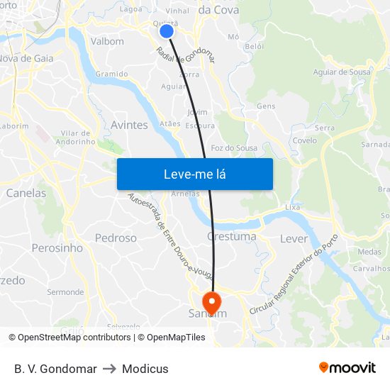 B. V. Gondomar to Modicus map