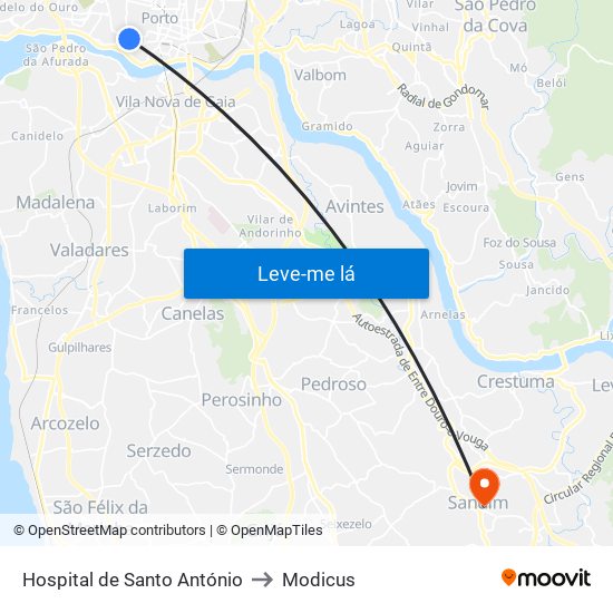 Hospital de Santo António to Modicus map