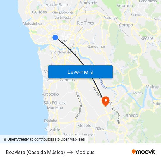 Boavista (Casa da Música) to Modicus map