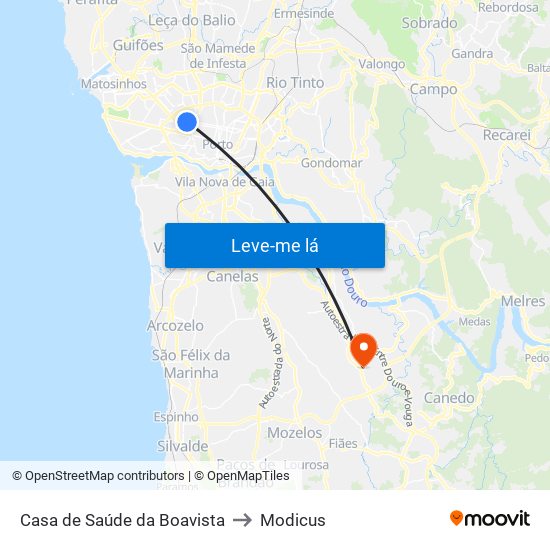 Casa de Saúde da Boavista to Modicus map