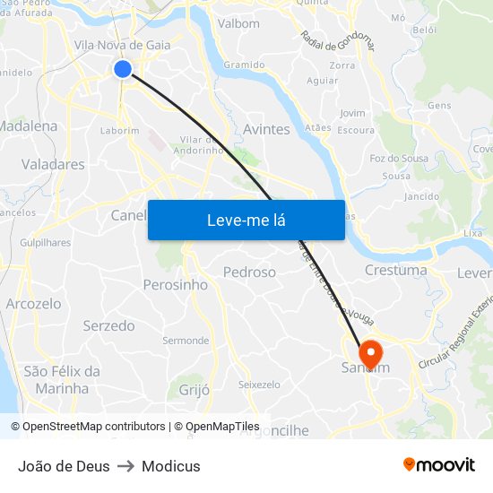 João de Deus to Modicus map