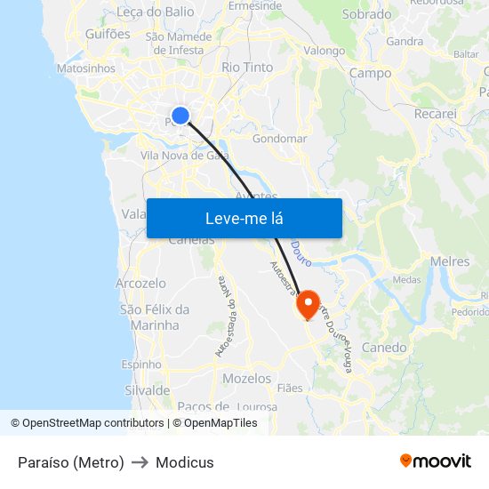 Paraíso (Metro) to Modicus map