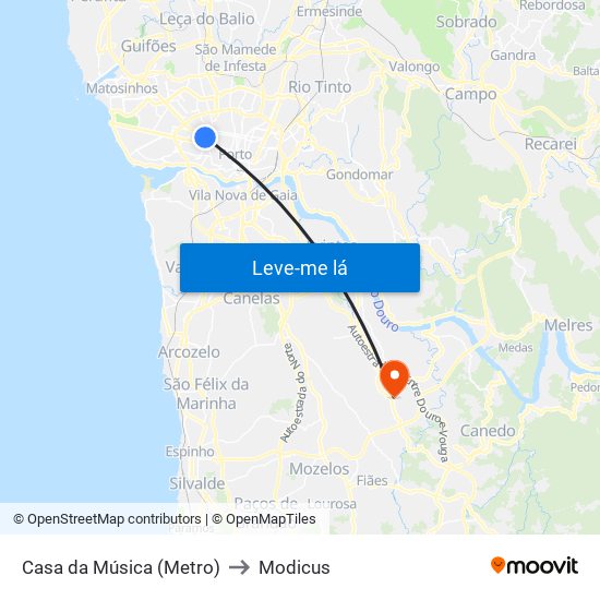 Casa da Música (Metro) to Modicus map