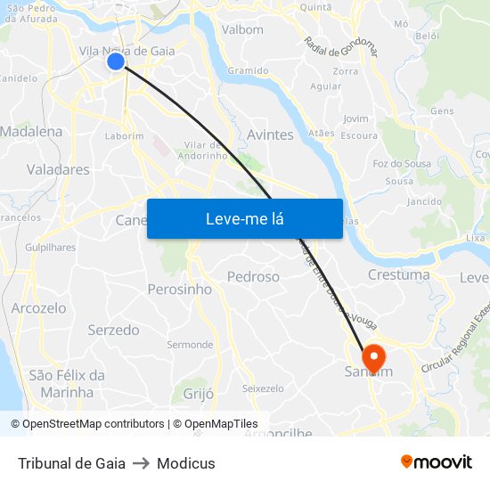 Tribunal de Gaia to Modicus map