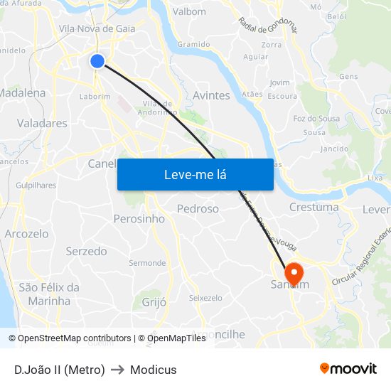D.João II (Metro) to Modicus map