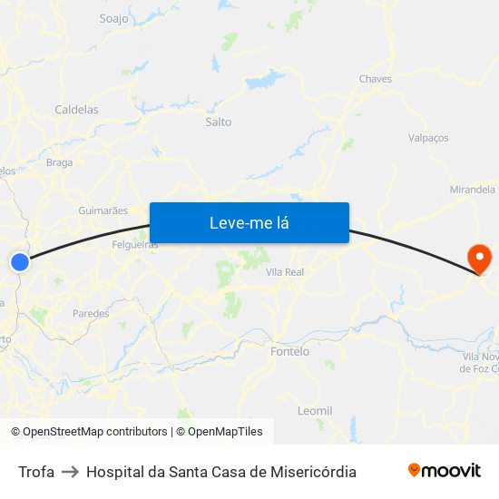 Trofa to Hospital da Santa Casa de Misericórdia map