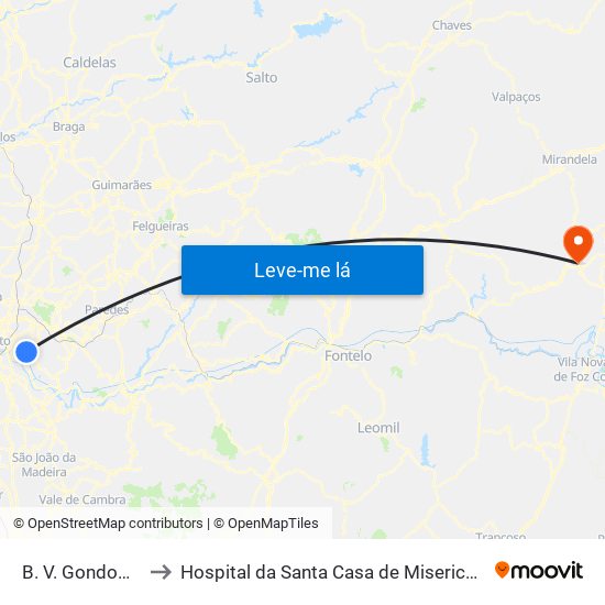 B. V. Gondomar to Hospital da Santa Casa de Misericórdia map