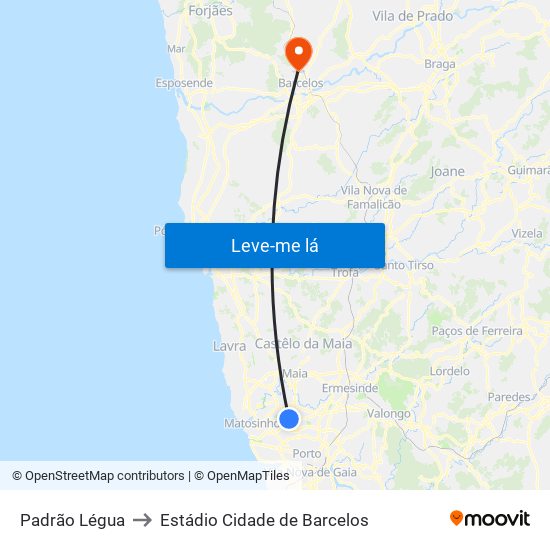 Padrão Légua to Estádio Cidade de Barcelos map