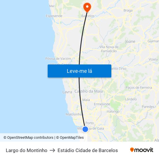 Largo do Montinho to Estádio Cidade de Barcelos map