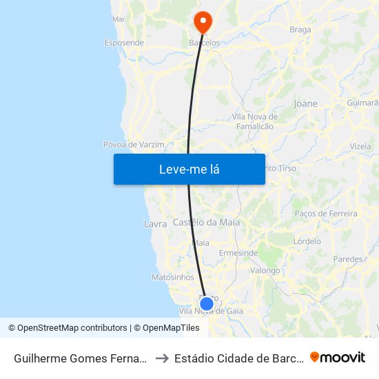 Guilherme Gomes Fernandes to Estádio Cidade de Barcelos map