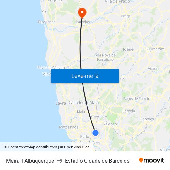 Meiral | Albuquerque to Estádio Cidade de Barcelos map