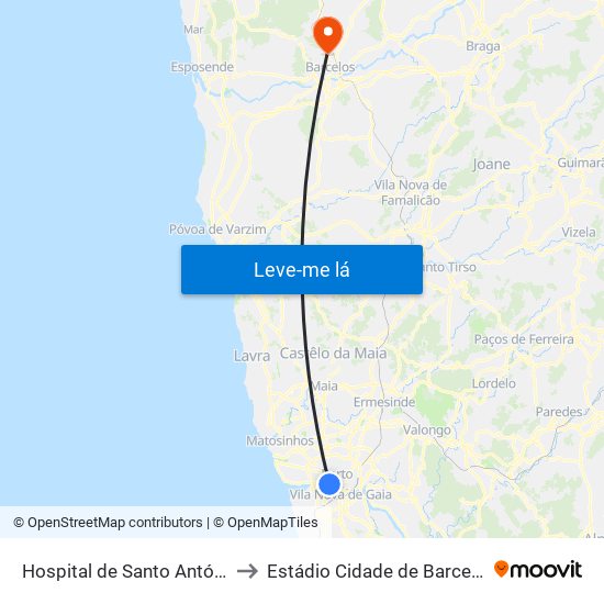 Hospital de Santo António to Estádio Cidade de Barcelos map