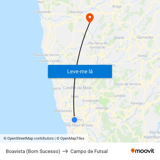 Boavista (Bom Sucesso) to Campo de Futsal map